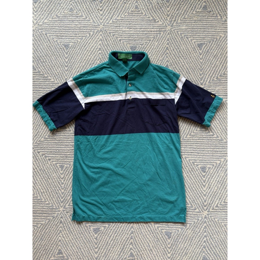 Vintage Grand Slam Single Stitch Polo - Green/Blue/Gray/White - Medium